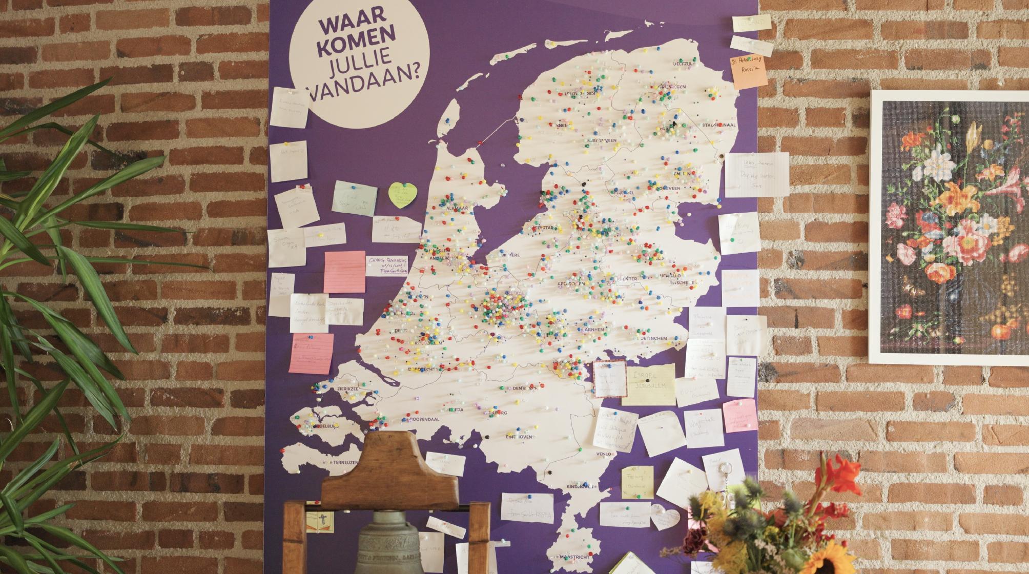 Kaart van Nederland met bijdragen uit het hele land